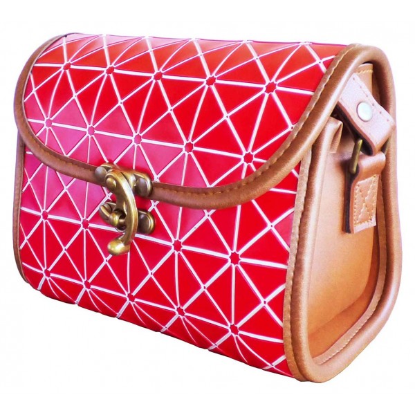 Sac à rabat besace mosaïque rouge