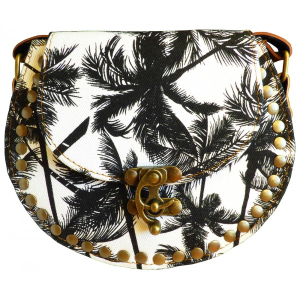 Sac à rivets Grand tropical en noir et blanc