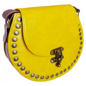 Sac à rivets effet cuir jaune