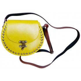 Sac à rivets effet cuir jaune
