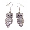 Paire de boucles d'oreilles en chouettes argentées