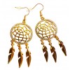 Paire de boucles d'oreilles attrape rêves dorées