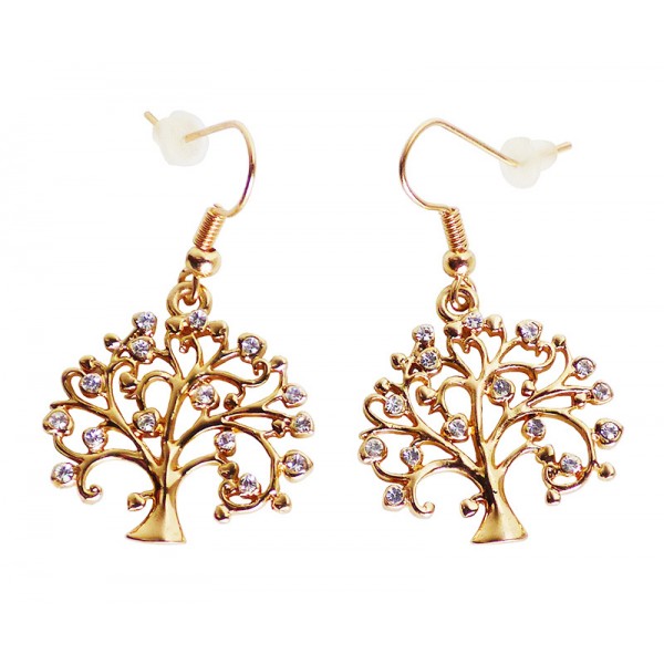 Boucles d'oreilles arbre de vie doré