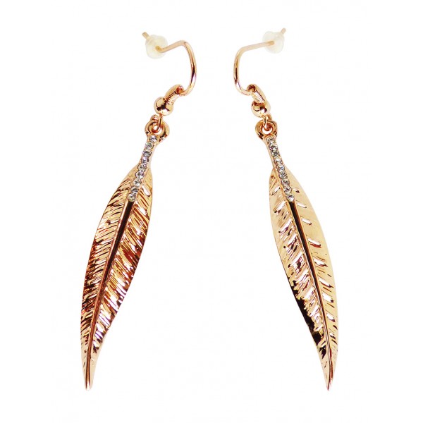 Boucles d'oreilles fines plumes dorées