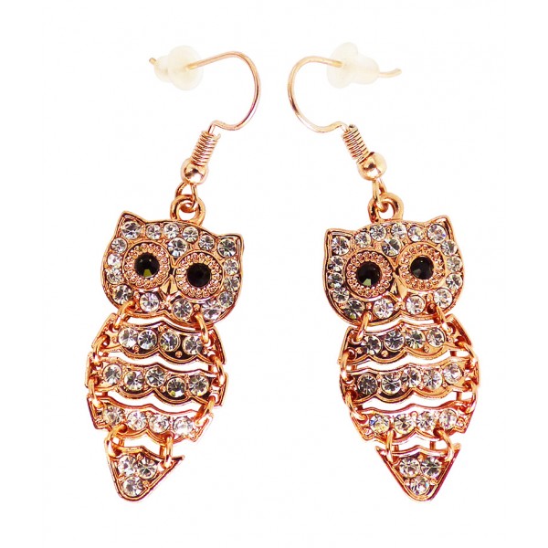 Boucles d'oreilles hibou dorés