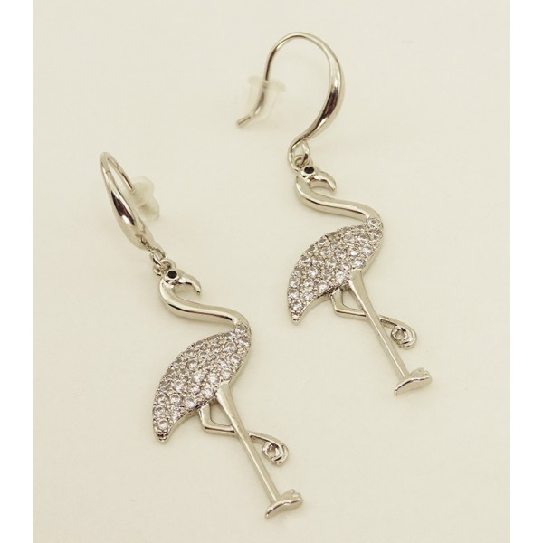 Boucles d'oreilles flamands roses argentés
