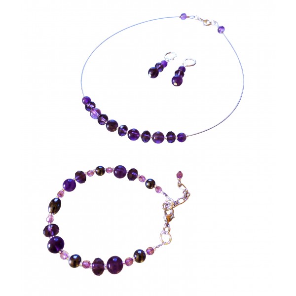 Parure légère améthystes et hématites