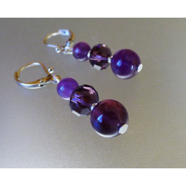 Boucles d'oreilles légères mauve améthyste