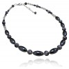 Collier hématites ovales et boules noires