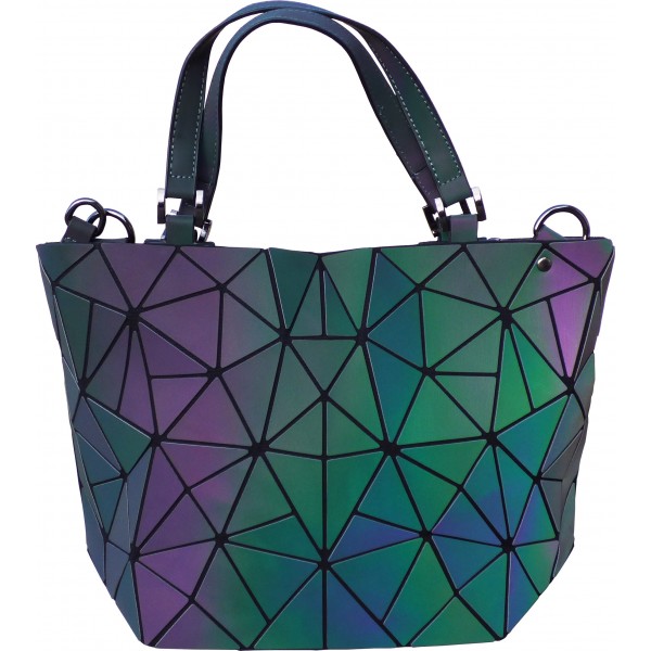 Sac à shopping motifs Diamants à reflets irisés