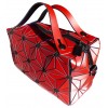 Sac cubic à bandoulière motif fleurs rouges