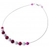 Collier léger en agates fushia et boules blanches