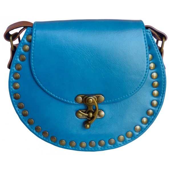 Sac à rivets effet cuir bleu