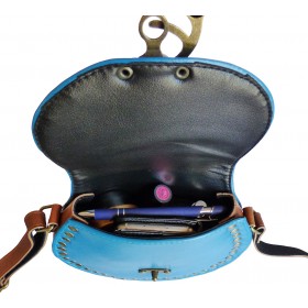 Sac à rivets effet cuir bleu